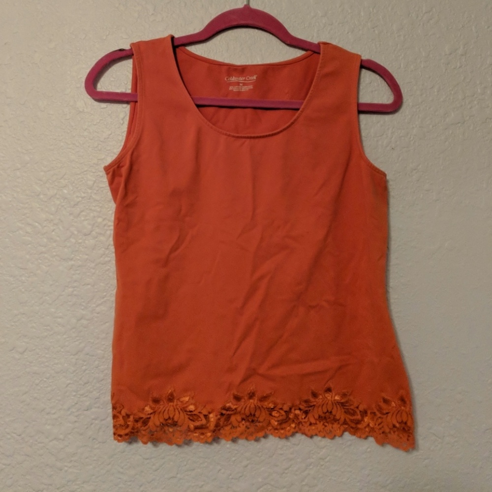 Coldwater Creek Orange Lace Sleeveless Top